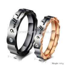 Barato personalizado suyo y ella promesa anillos de boda negro anillos, anillo personalizado joyería de pareja